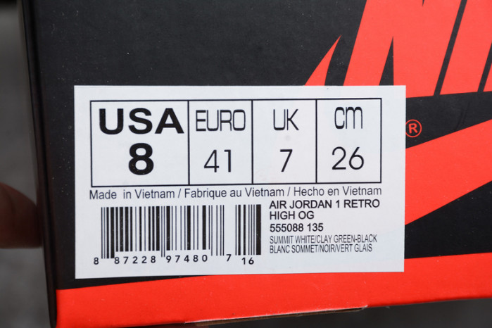 AIR JORDAN 1 RETRO HIGH OG “CLAY GREEN” 555088-135