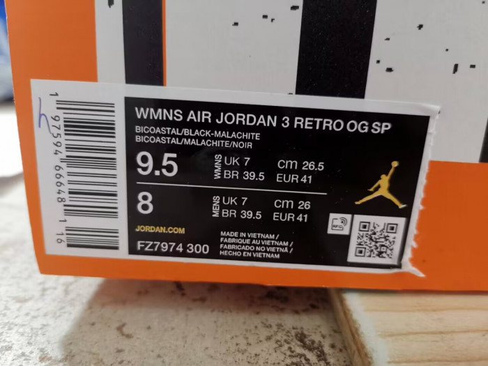 nina Ch**el abney x air jordan 3 og sp wmns fz7974-300